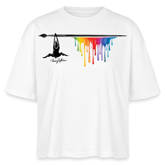 Frauen Boxy Bio-T-Shirt mit MÄNNLE PRINT - Weiß