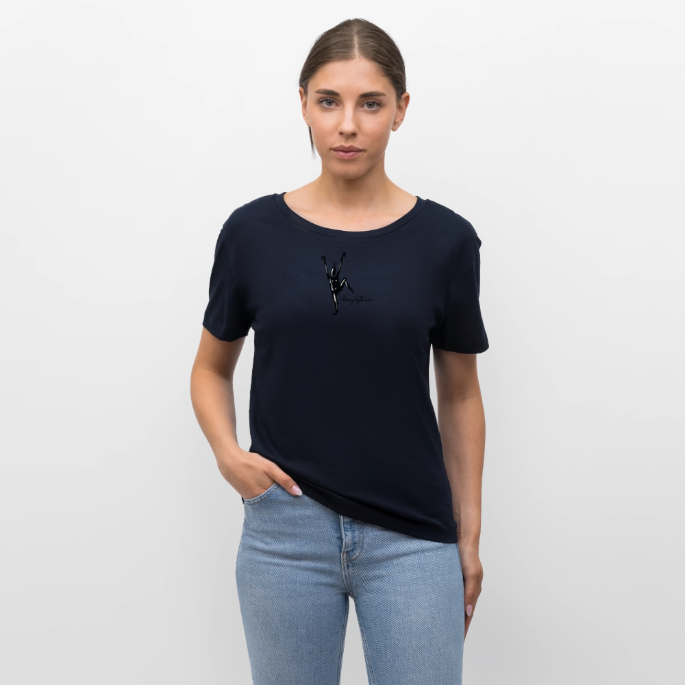 Relaxed Rundhals Frauen Bio-T-Shirt mit TUSCHEMÄNNCHEN PRINT - Navy
