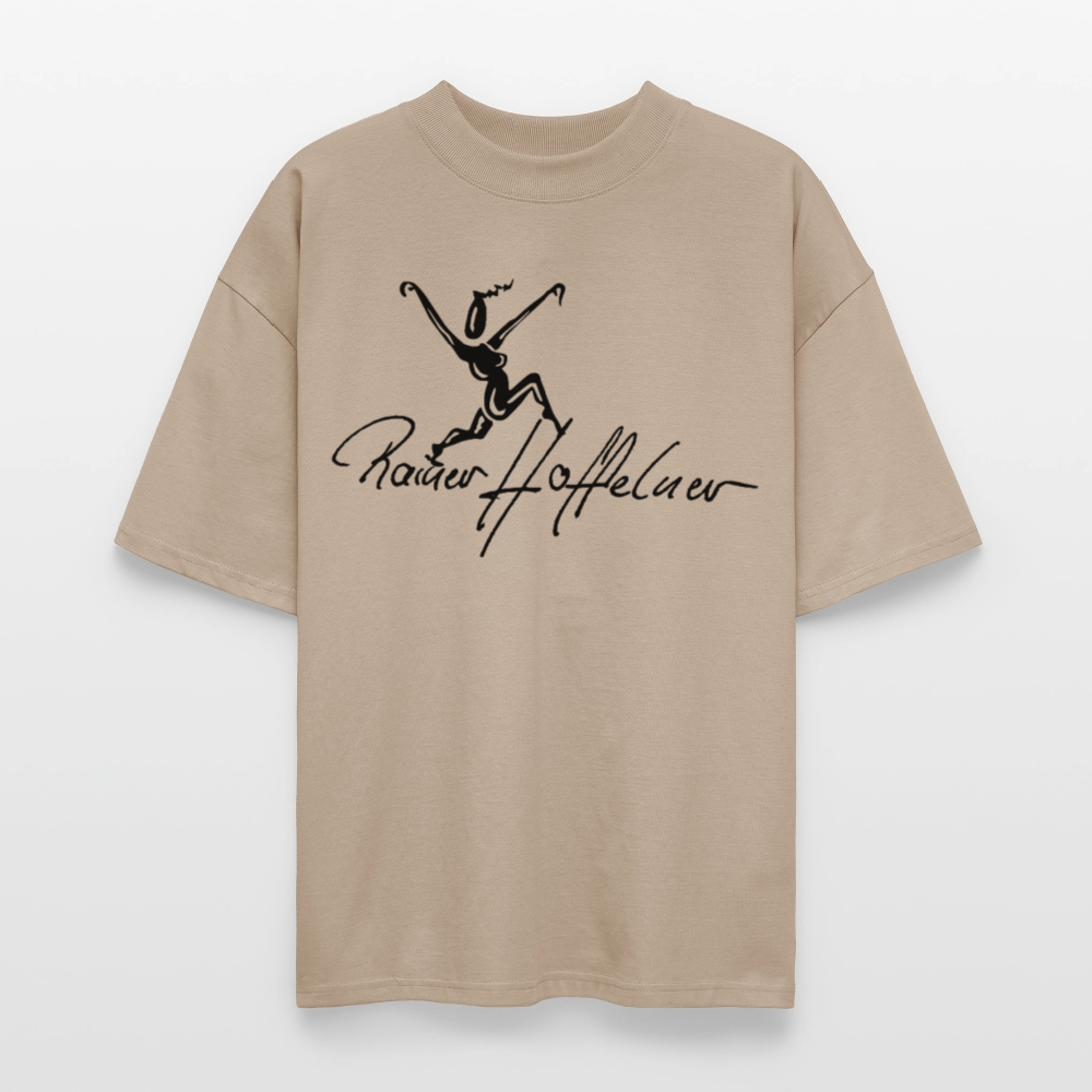 Oversized Unisex T-Shirt mit TUSCHEWEIBCHEN PRINT - Steingrau