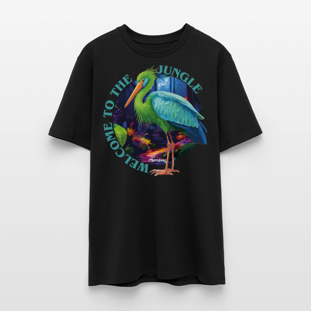 Unisex Bio-T-Shirt mit WELCOME TO THE JUNGLE PRINT Vorderseite - Schwarz