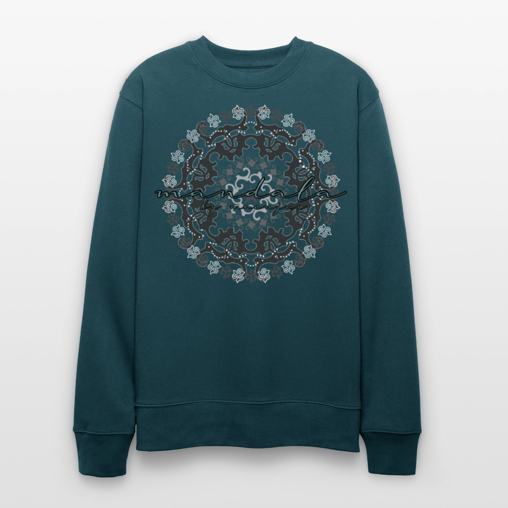 Unisex Bio-Sweatshirt mit BLACK MANDALA PRINT - Dunkles Petrol
