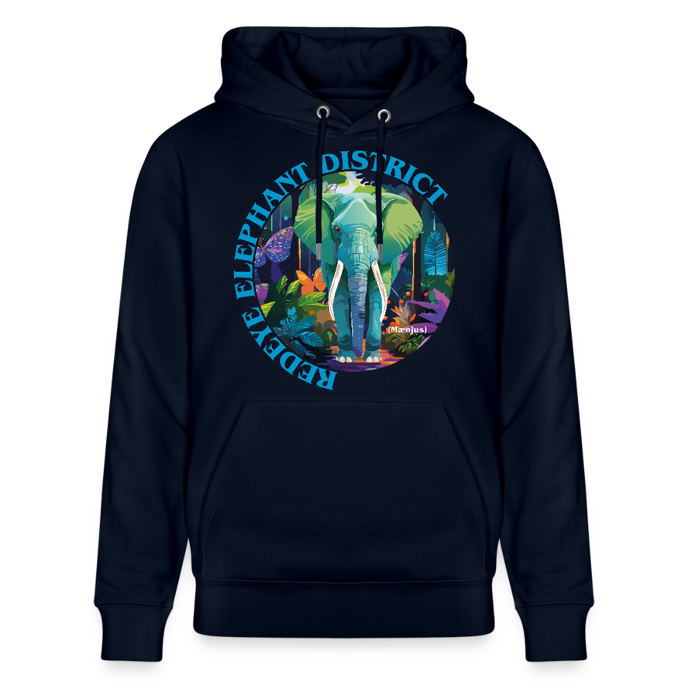 Unisex Bio-Hoodie mit REDEYE ELEPHANT DISTRICT PRINT - Navy