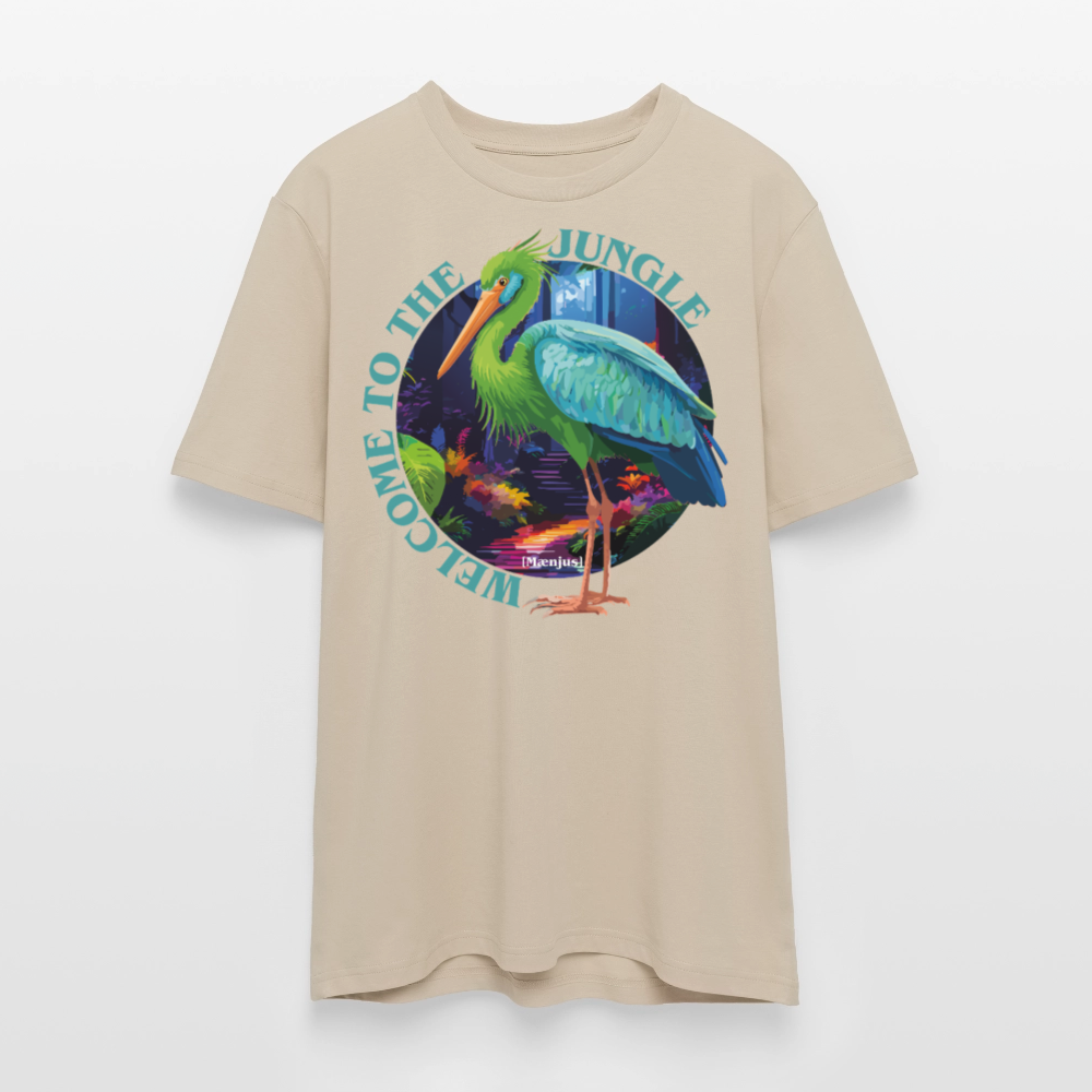 Unisex Bio-T-Shirt mit WELCOME TO THE JUNGLE PRINT Vorderseite - Beige