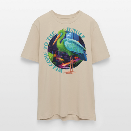 Unisex Bio-T-Shirt mit WELCOME TO THE JUNGLE PRINT Vorderseite - Beige
