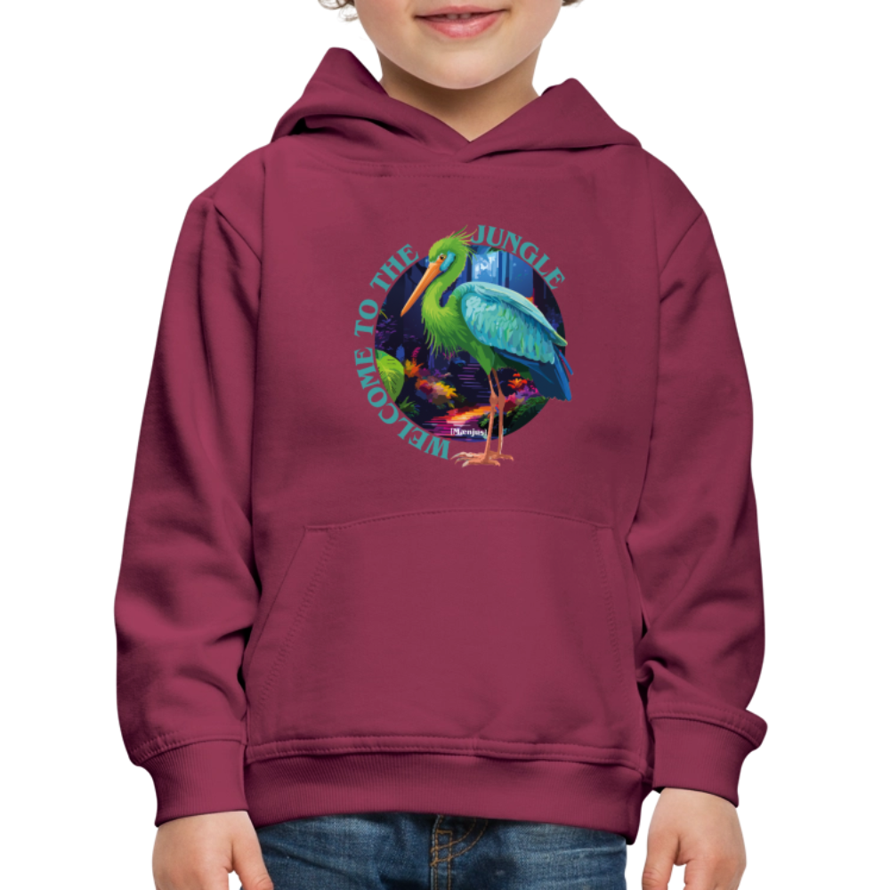 MNJS KIDS Premium Hoodie mit WELCOME TO THE JUNGLE PRINT - Bordeaux