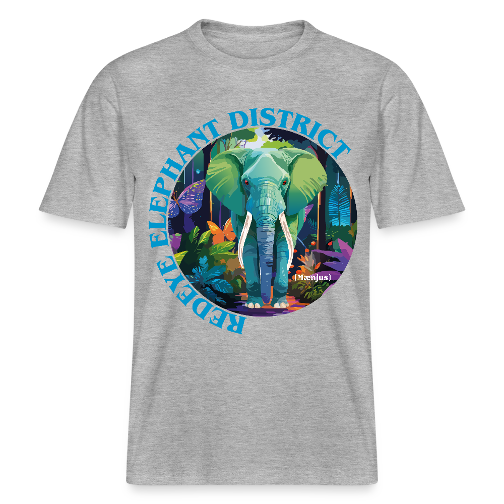 Relaxed Fit Unisex Bio-T-Shirt mit REDEYE ELEPHANT DISTRICT PRINT Vorderseite - Grau meliert
