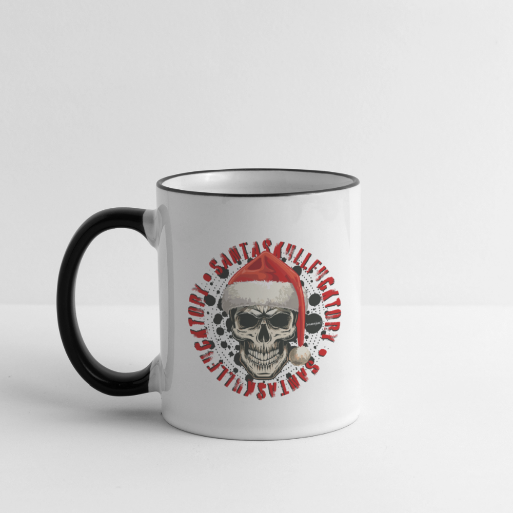 Tasse zweifarbig mit SANTASKULL FUCKTORY PRINT - Weiß/Schwarz