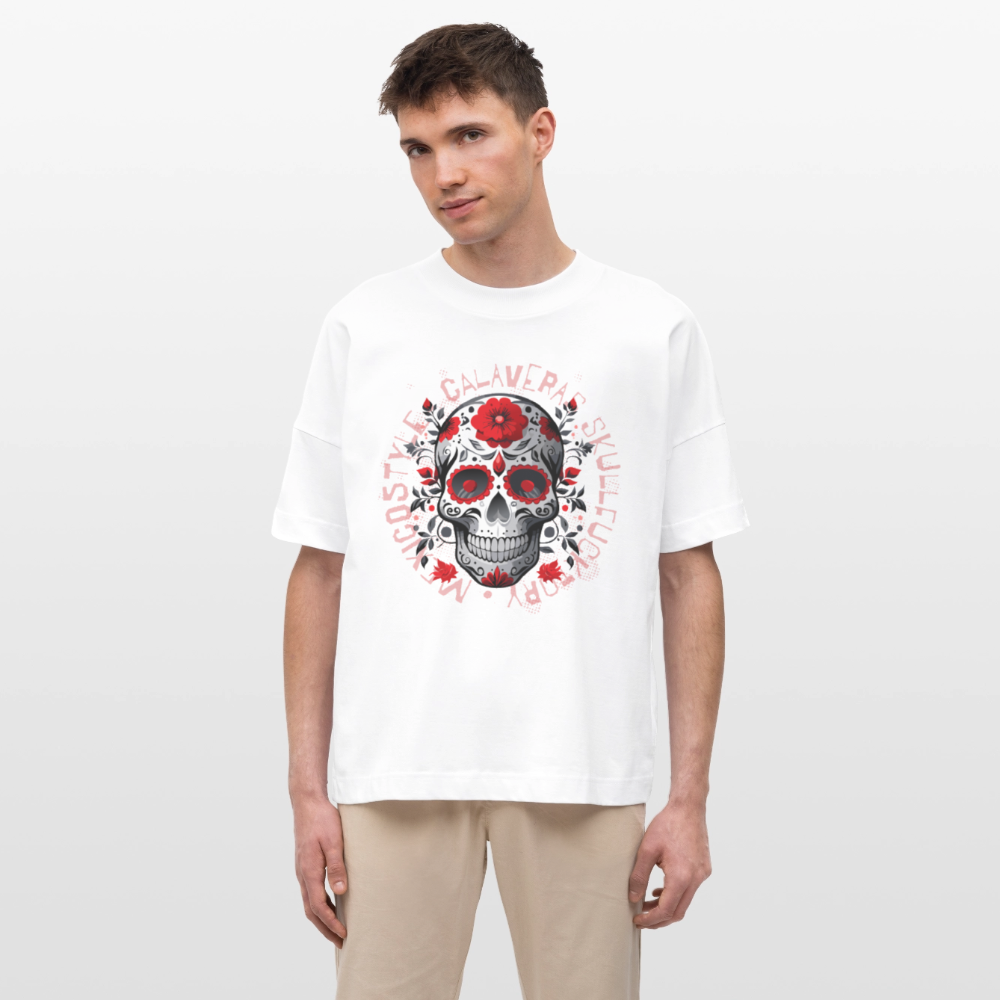 Oversized Unisex T-Shirt mit CALAVERAS SKULLPRINT - Weiß