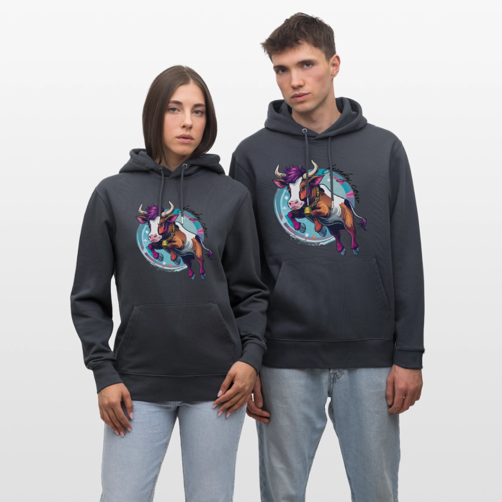 Unisex Hoodie mit FUNKY COW PRINT - Indigoblau