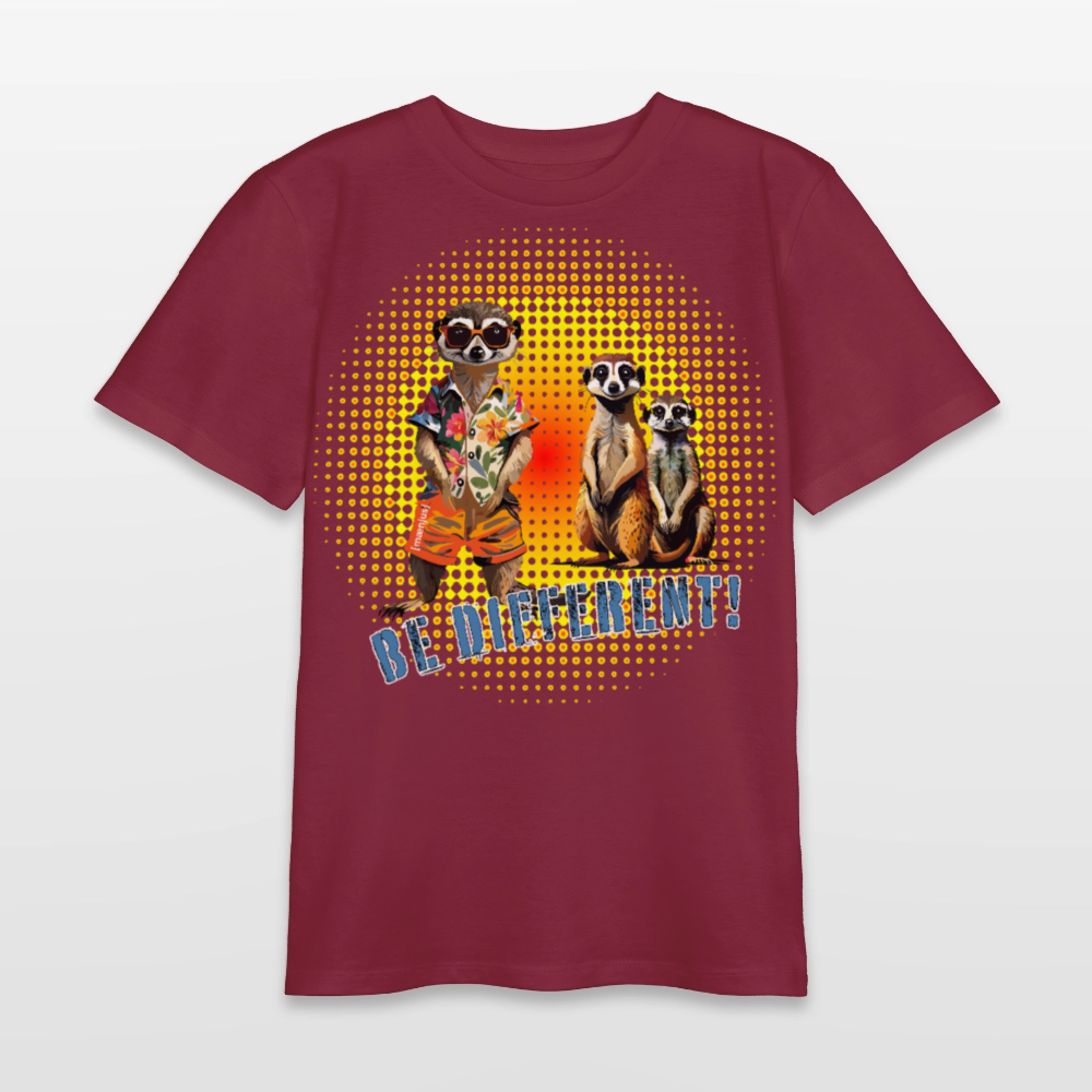 MNJS TEENS Bio T-Shirt mit BE DIFFERENT PRINT - Burgunderrot