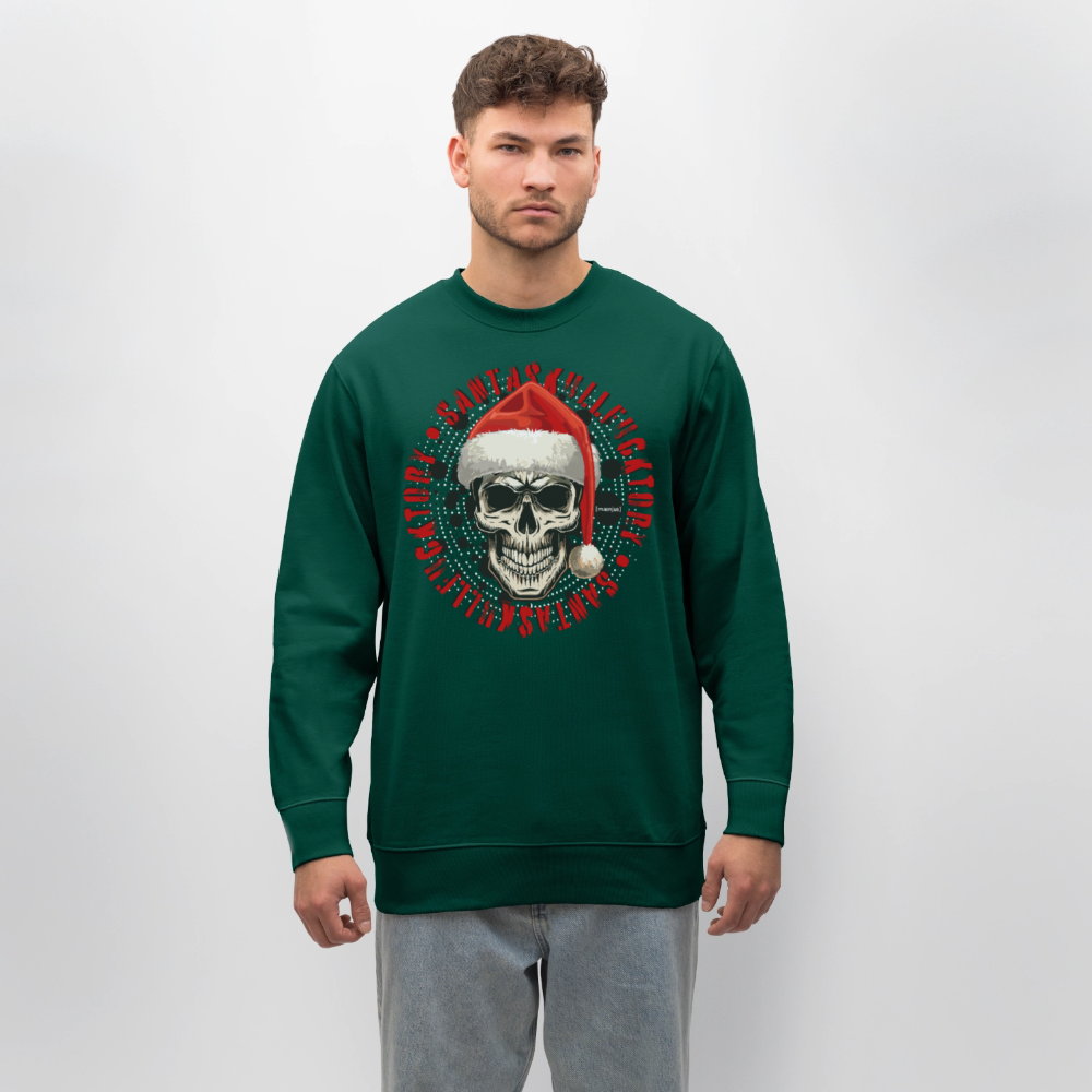 Unisex Bio-Sweatshirt mit SANTASKULL FUCKTORY PRINT - Forest