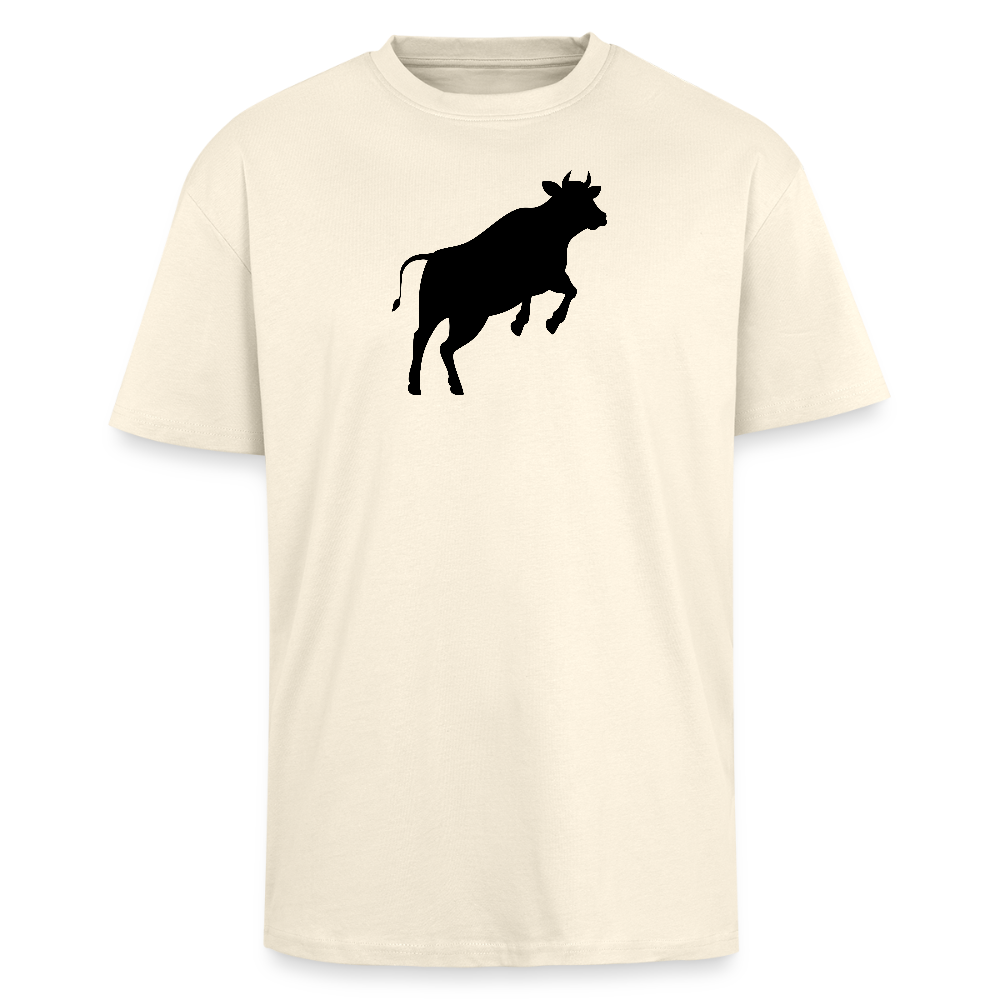 Heavy Oversize T-Shirt mit JUMPING COW PRINT - Creme