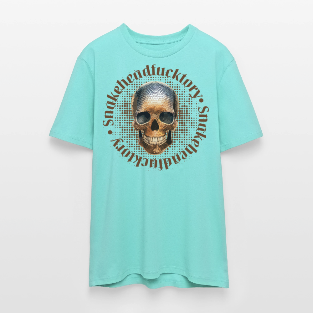 Unisex Bio-T-Shirt mit SNAKEHEAD SKULL PRINT Vorderseite - Poolblau