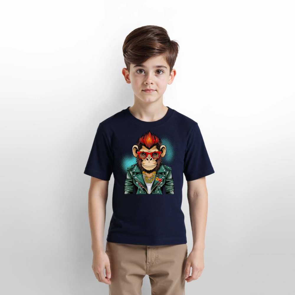 MNJS KIDS Bio T-Shirt mit MONKEY PRINT - Navy