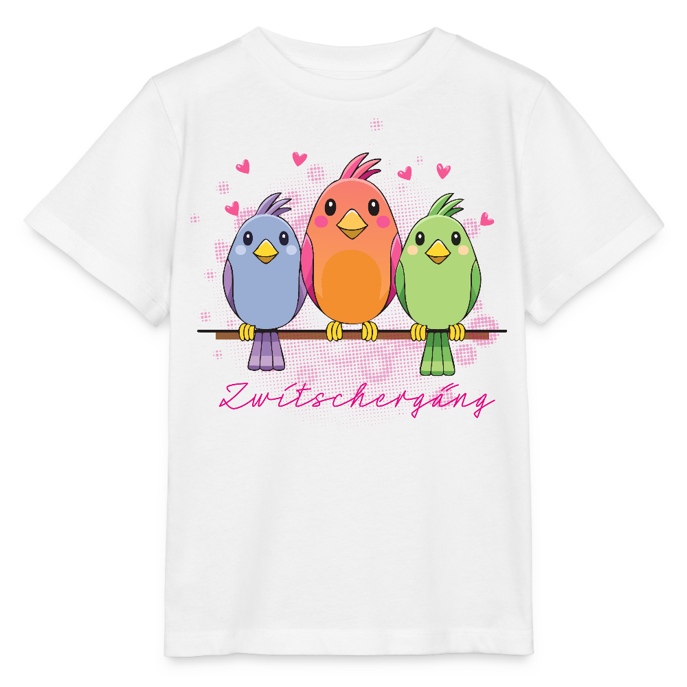 MNJS KIDS Bio T-Shirt mit ZWITSCHERGÄNG PRINT - Weiß