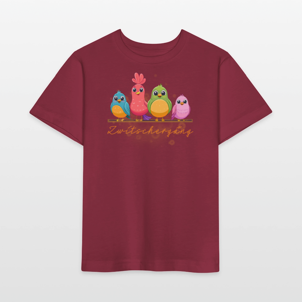 Kinder T-Shirt MINI mit Zwitschergäng Print - Burgunderrot