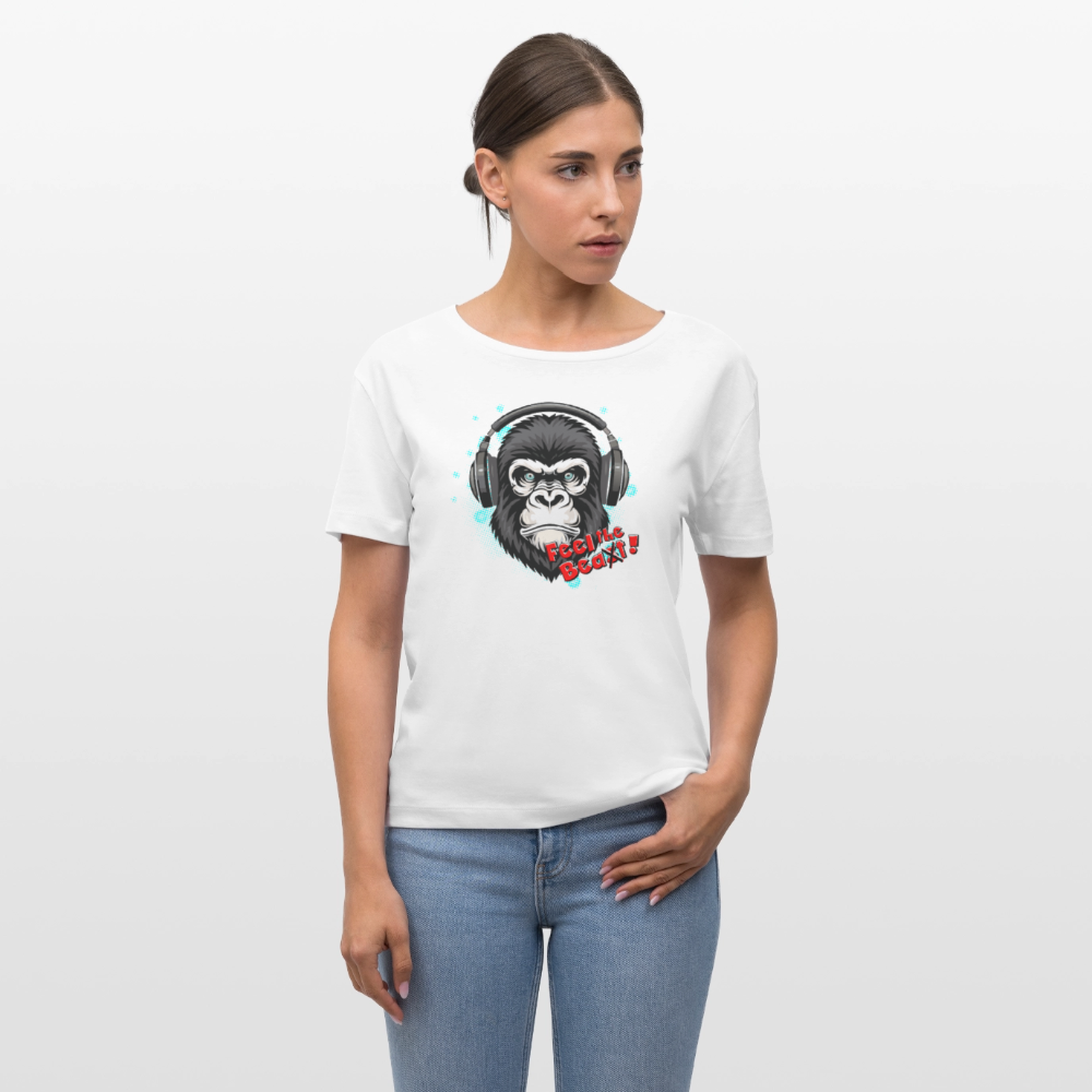 Frauen T-Shirt mit FEEL THE BEA(S)T PRINT - Weiß