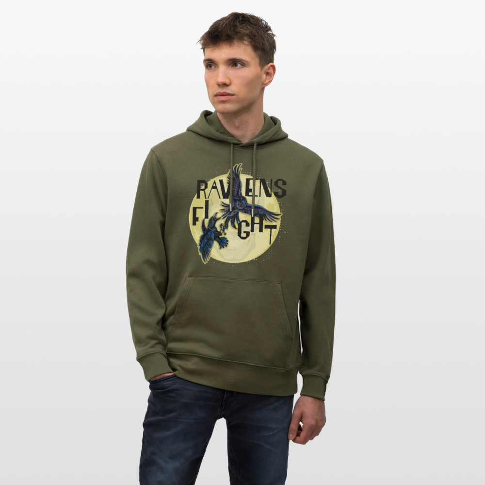 Unisex Hoodie mit RAVENS FIGHT PRINT - Khaki Grün