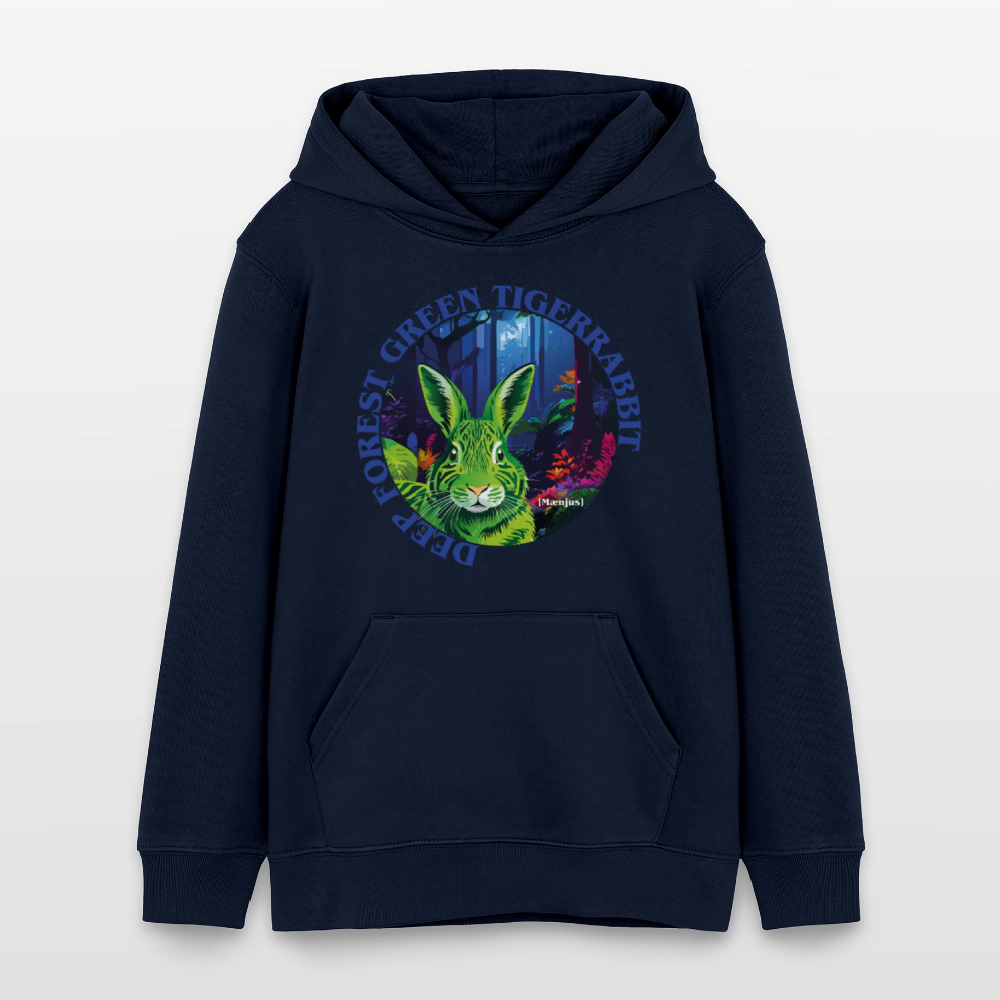 MNJS TEENS Bio-Hoodie mit DEEP FOREST GREEN TIGERRABBIT PRINT - Navy