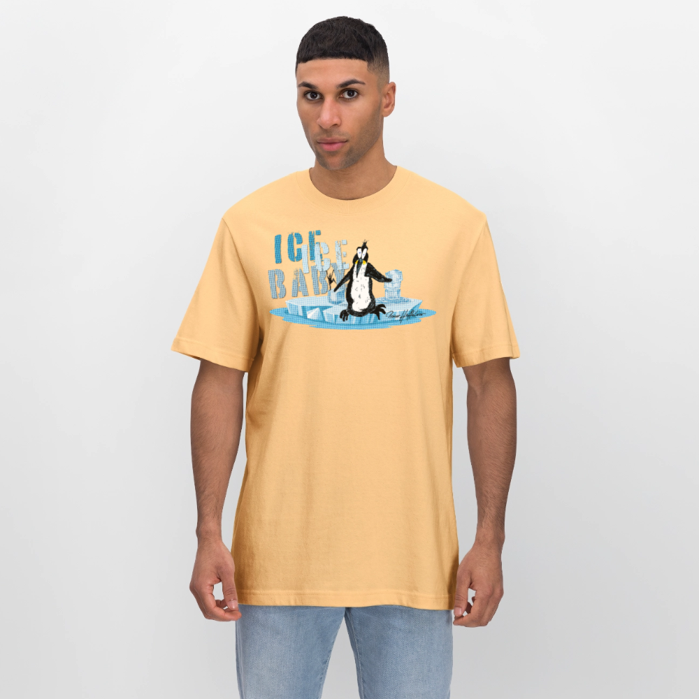Unisex Bio-T-Shirt mit ICE ICE BABY PINGUIN PRINT - Hellgelb