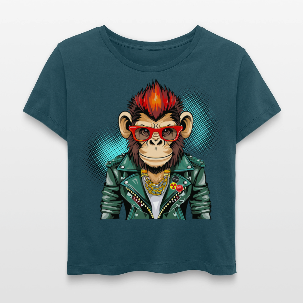 Frauen T-Shirt mit MONKEYPRINT - Dunkles Petrol