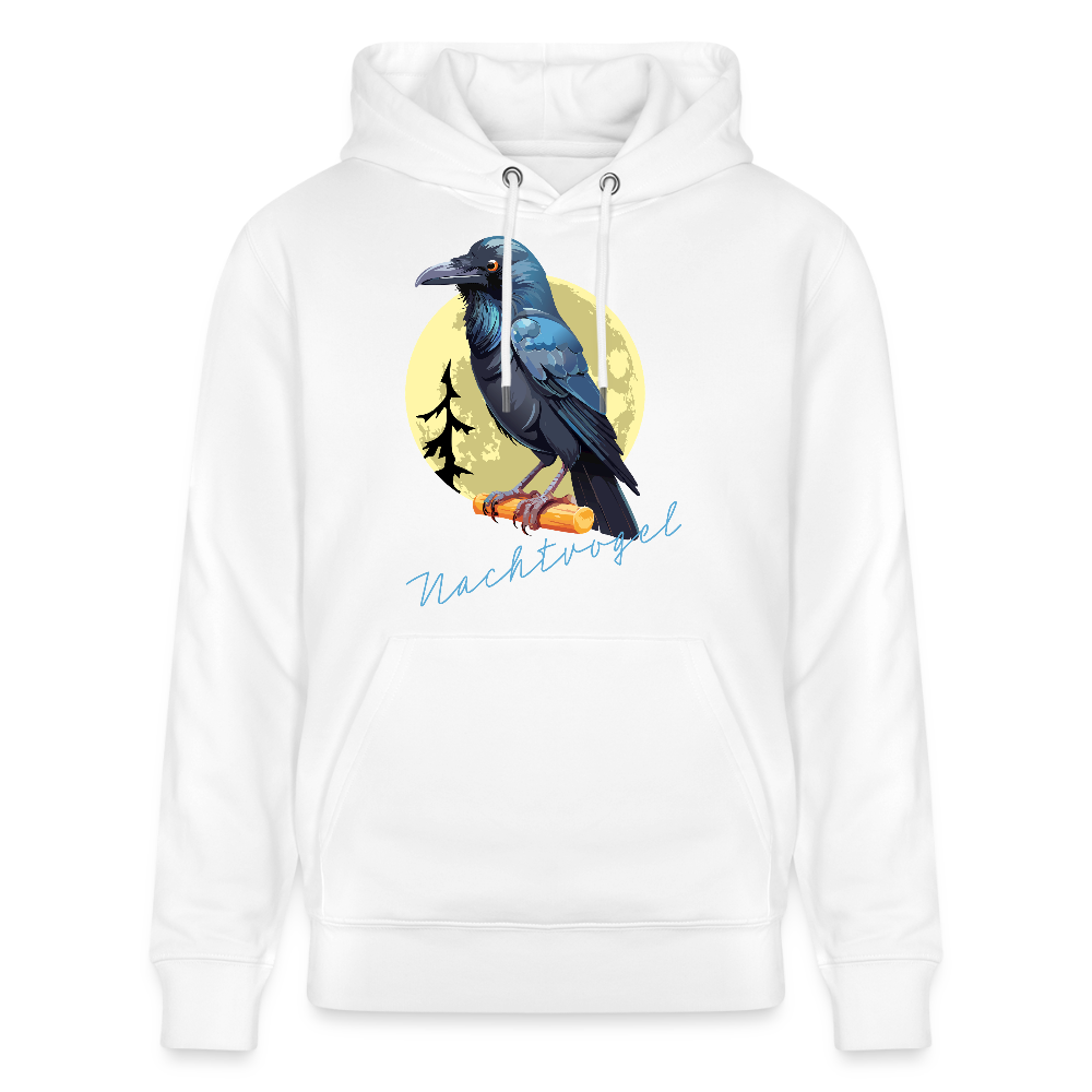 Unisex Hoodie mit NACHTVOGEL PRINT - Weiß