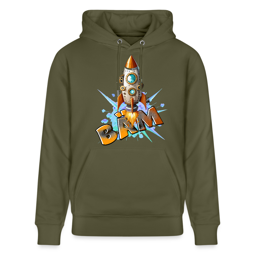 Unisex Hoodie mit RAKETE PRINT - Khaki Grün