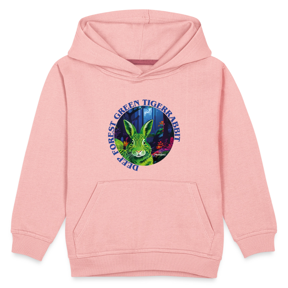 MNJS KIDS Premium Hoodie mit DEEP FOREST GREEN TIGERRABBIT PRINT - Kristallrosa