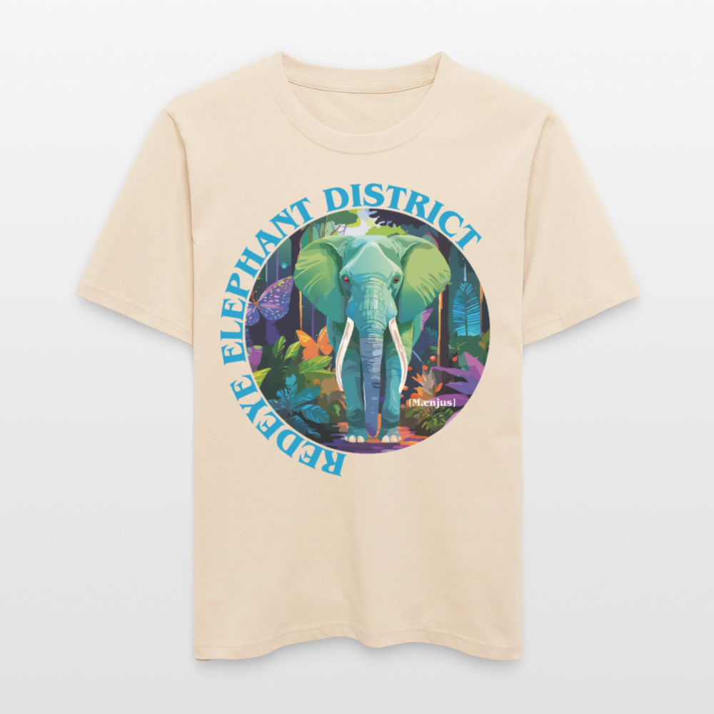 Relaxed Fit Unisex Bio-T-Shirt mit REDEYE ELEPHANT DISTRICT PRINT Vorderseite - Weißgrau