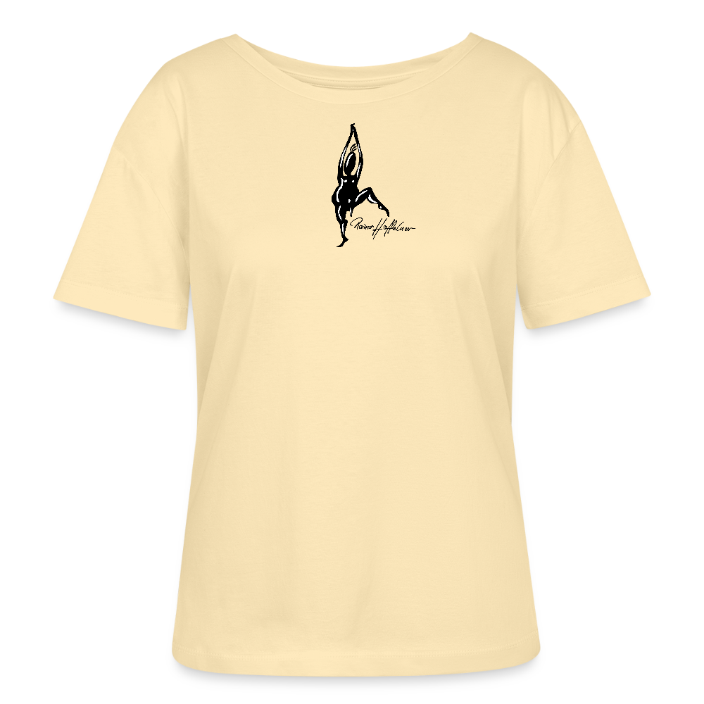 Relaxed Rundhals Frauen Bio-T-Shirt mit TUSCHEMÄNNCHEN PRINT - Creme
