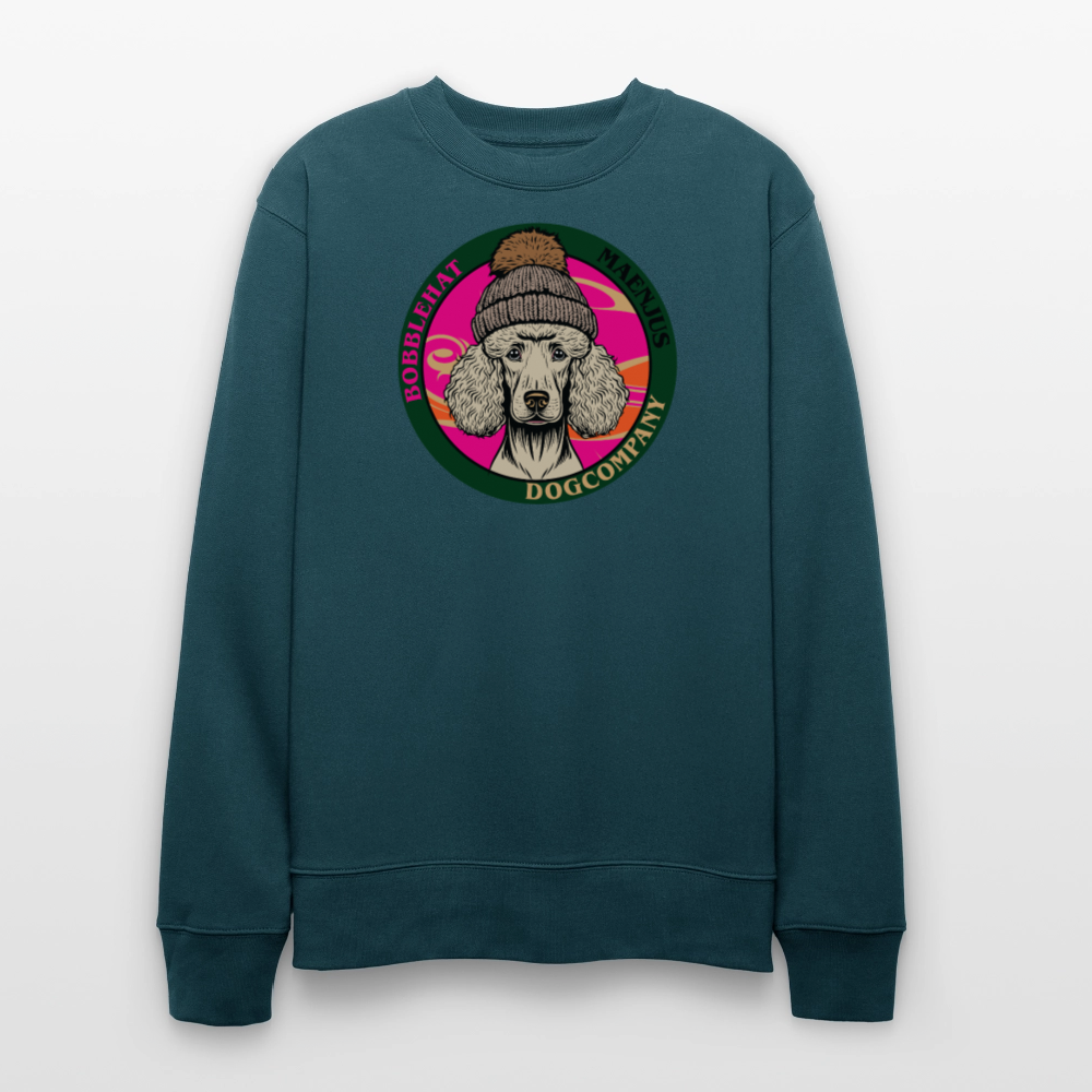 Unisex Bio-Sweatshirt mit BOBBLEHAT DOGCOMPANY PRINT - Dunkles Petrol