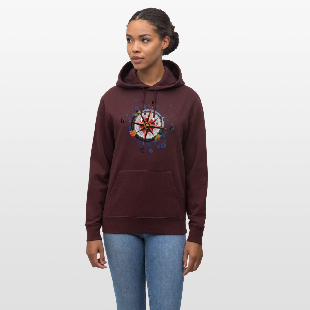 Unisex Hoodie mit WINDROSE PRINT - Maroon