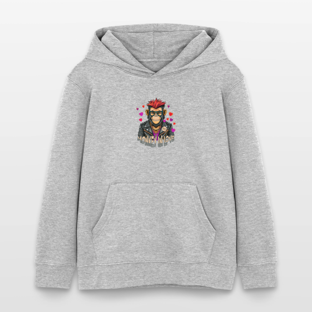 MNJS KIDS Bio-Hoodie mit MONKEY IN LOVE PRINT - Grau meliert