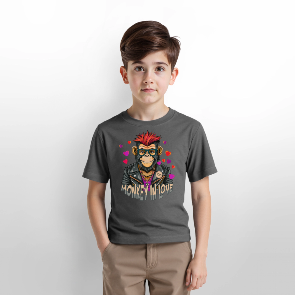 MNJS KIDS T-Shirt mit MONKEY IN LOVE PRINT - Anthrazit