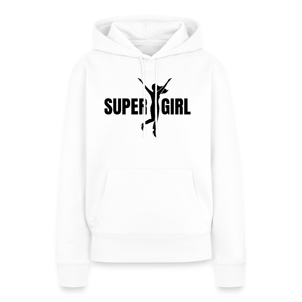 Frauen Premium Hoodie mit SUPERGIRL PRINT - Weiß