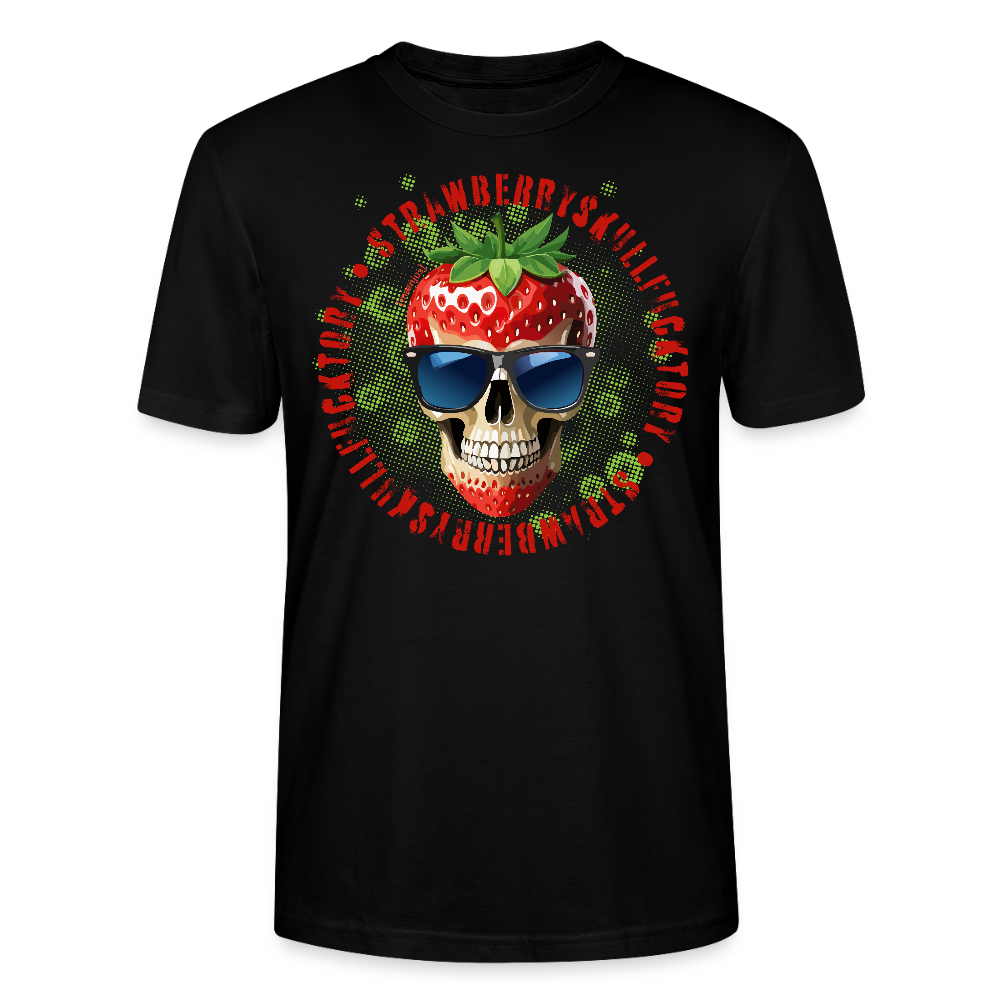 Unisex T-Shirt mit STRAWBERRY SKULL PRINT Vorderseite - Schwarz