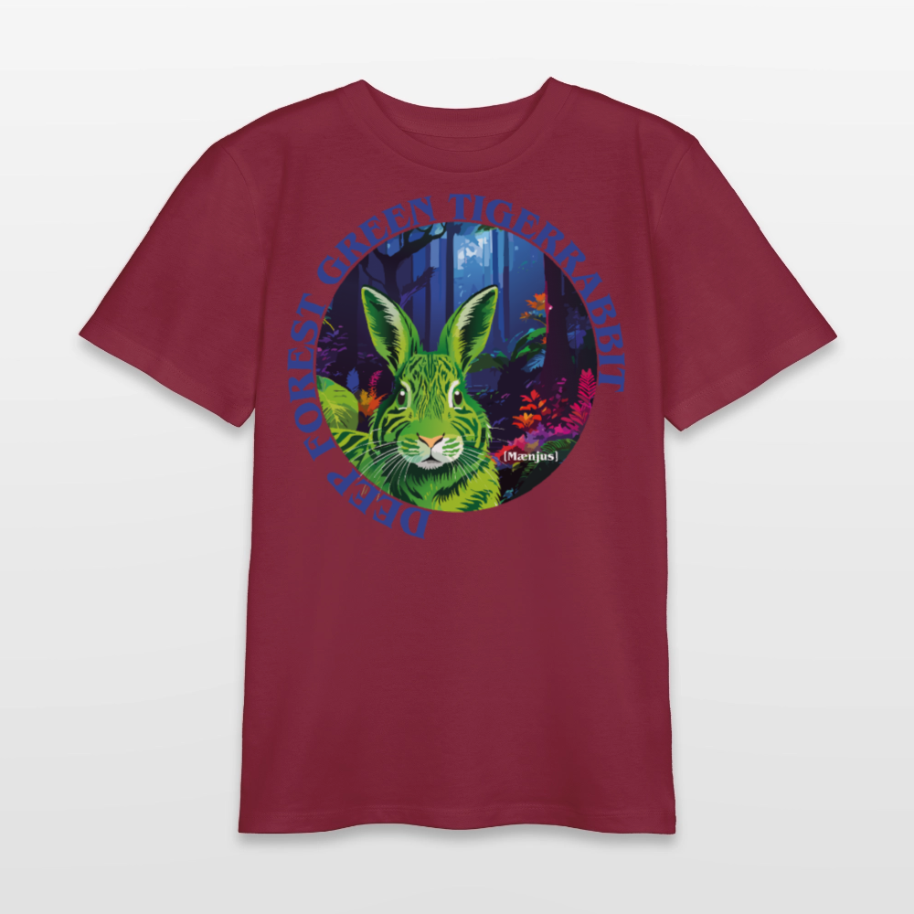 MNJS TEENS Bio T-Shirt mit DEEP FOREST GREEN TIGERRABBIT PRINT - Burgunderrot