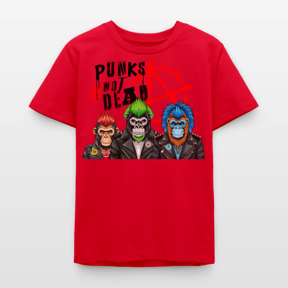 MNJS TEENS Bio T-Shirt mit PUNKS NOT DEAD PRINT - Rot