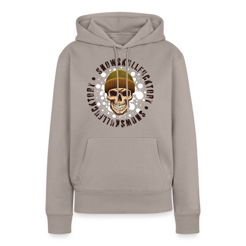 Frauen Premium Hoodie mit SNOWSKULL PRINT - Taupe