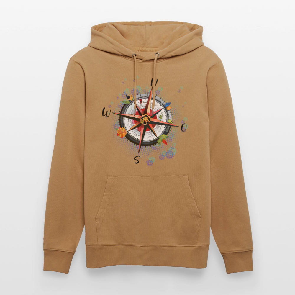 Unisex Hoodie mit WINDROSE PRINT - Karamell