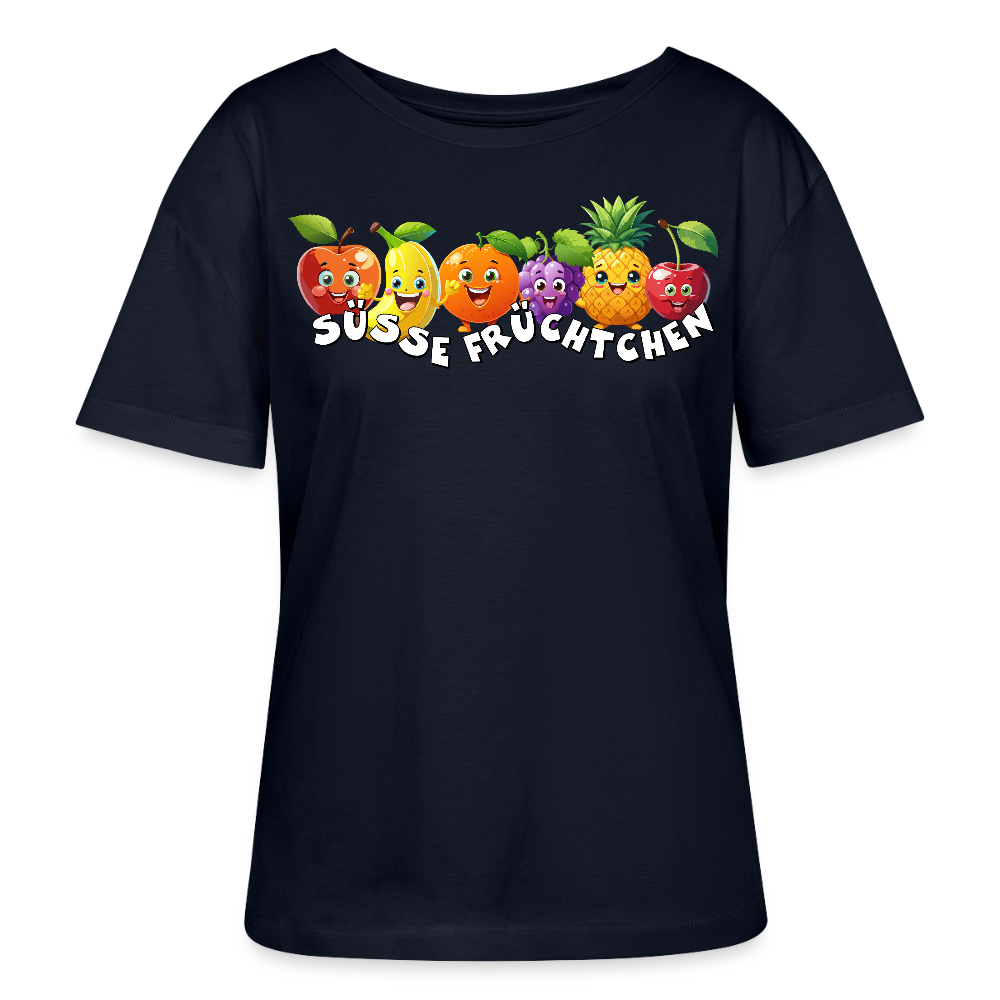 Frauen T-Shirt mit SÜSSE FRÜCHTCHEN PRINT - Navy