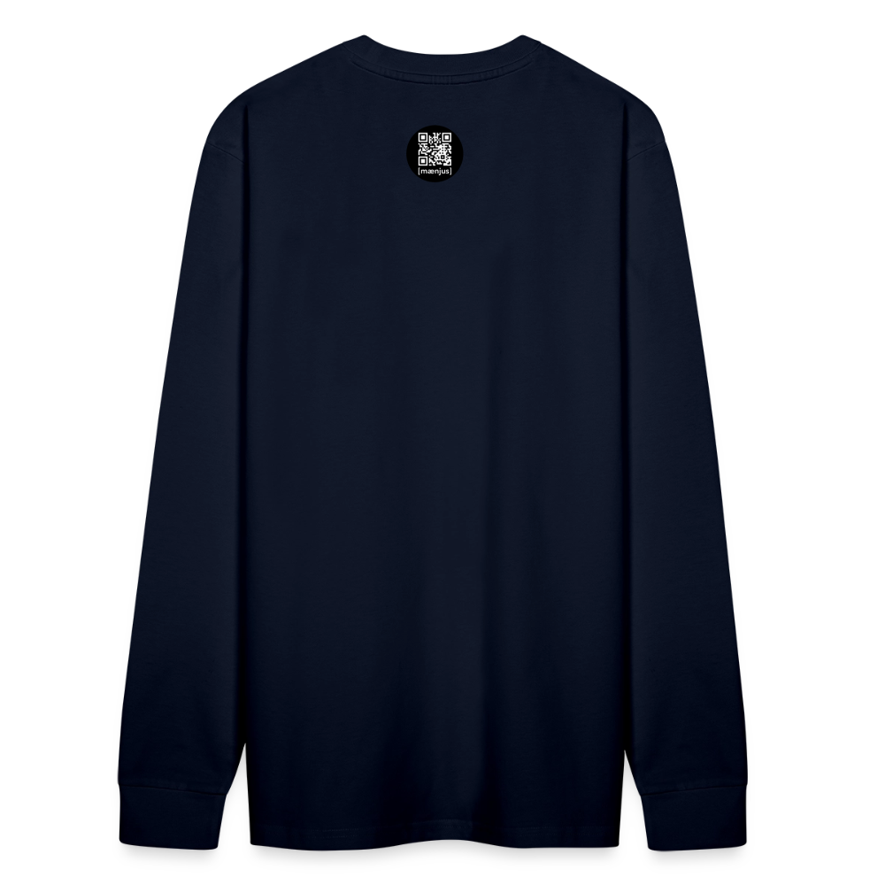 Unisex Bio-Langarmshirt mit FEUERHERZ LILA PRINT - Navy