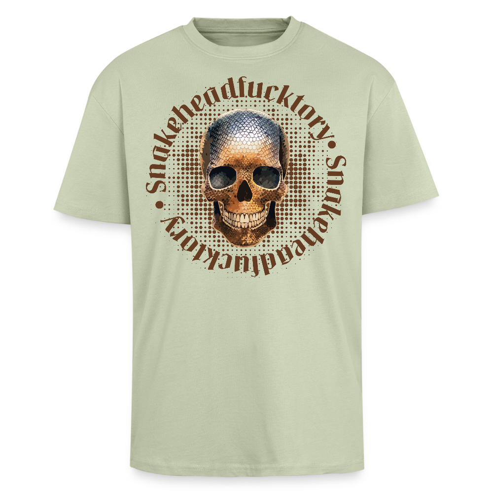 Heavy Oversize T-Shirt mit SNAKEHEAD SKULL PRINT - Leichtes Salbeigrün
