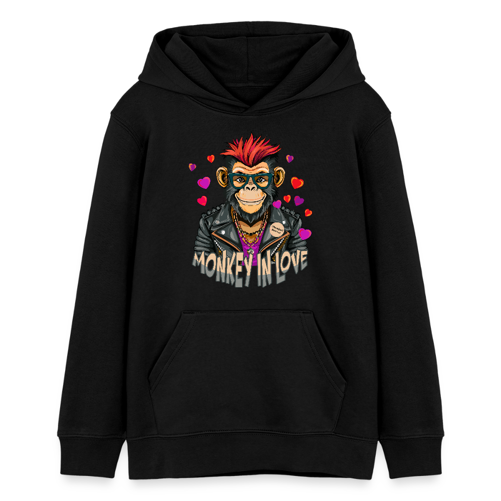 MNJS TEENS Bio-Hoodie mit MONKEY IN LOVE PRINT - Schwarz