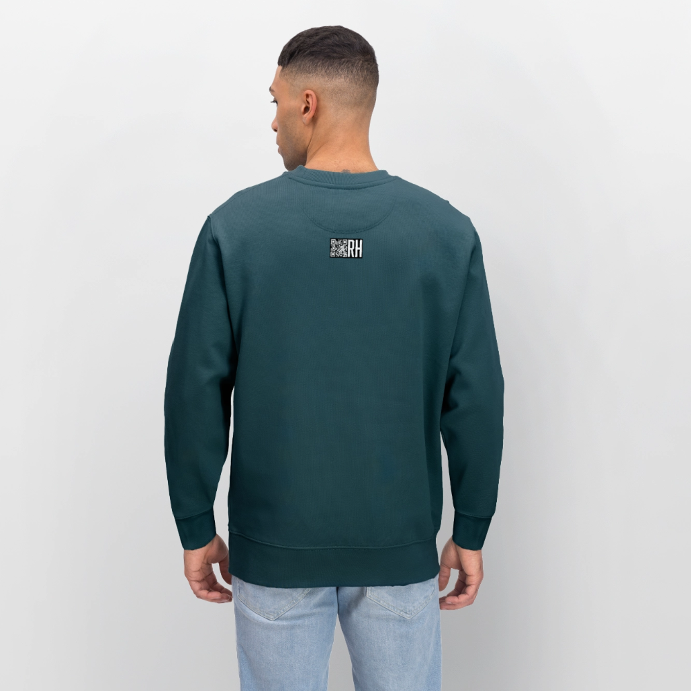 Unisex Bio-Sweatshirt mit TUSCHEMÄNNCHEN PRINT - Dunkles Petrol