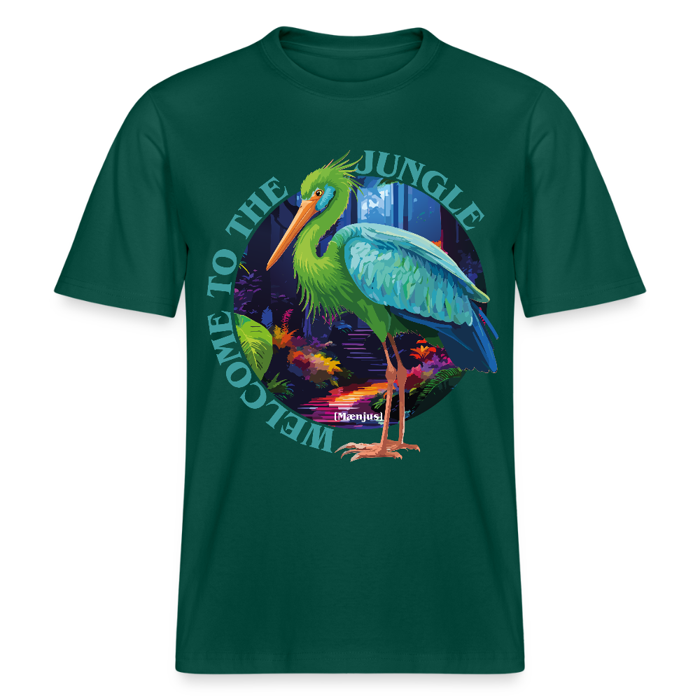 Relaxed Fit Unisex Bio-T-Shirt mit WELCOME TO THE JUNGLE PRINT Vorderseite - Forest