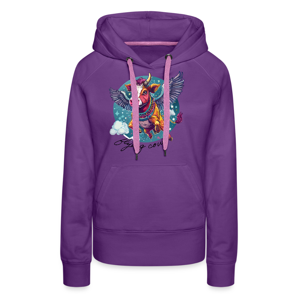 Frauen Premium Hoodie mit FLYING COW PRINT - Purple