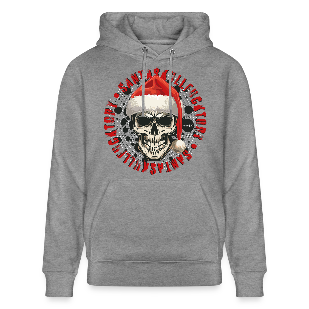 Unisex Bio-Hoodie mit SANTASKULL FUCKTORY PRINT - Hellgrau marmoriert