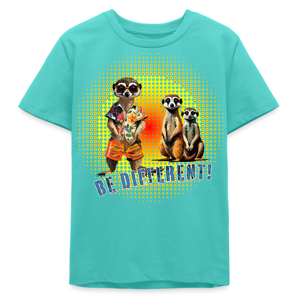 MNJS TEENS Bio T-Shirt mit BE DIFFERENT PRINT - Poolblau