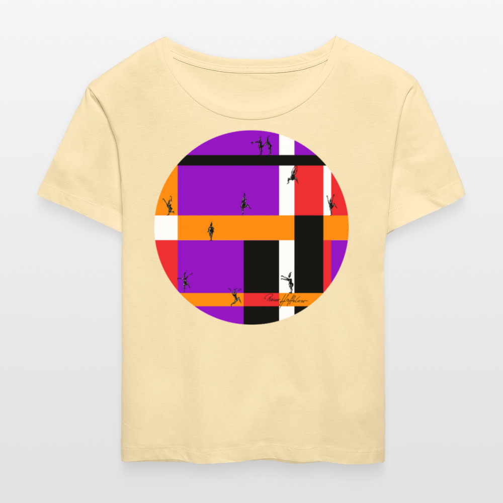 Relaxed Rundhals Frauen Bio-T-Shirt mit DYNAMIC FIELDS PRINT - Creme